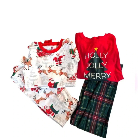 The Children's Place PJ Christmas Soft Girls Pajamas 2 Sets Cotton SZ 7 - Picture 1 of 15